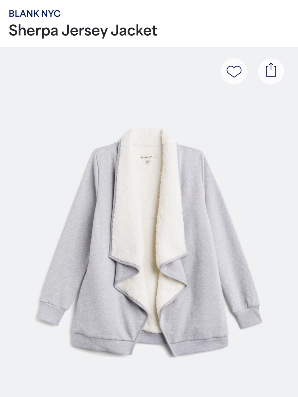 Blank NYC Gray Cardigan with Cream Sherpa Lining